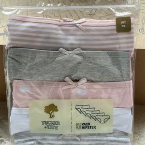 Tucker + Tate 5 Pack New Girls Hipster Undies Size 7/8 Pink Grey and White